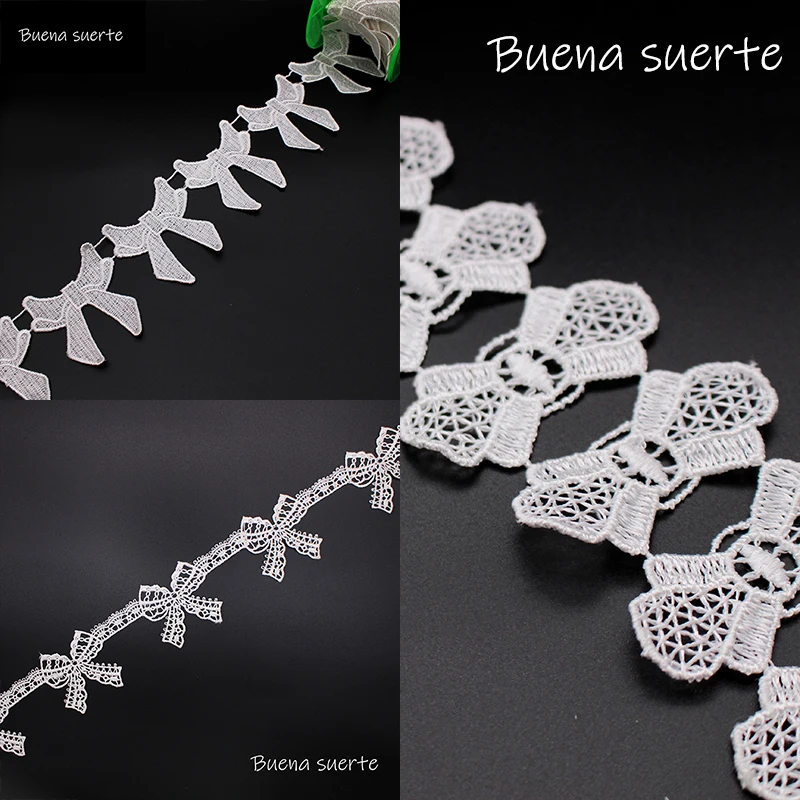 Лента кружевная белая с бантом 5-7 см 3 вида | Дом и сад