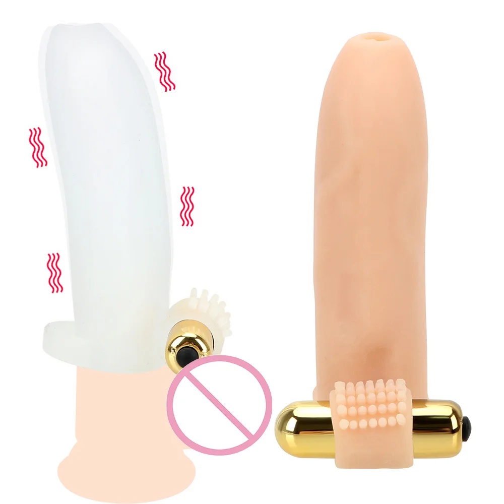 

Clitoris Stimulator TPE Bullet Vibrator Penis Sleeve Sex Toys for Men Adult Products Male Penis Extension Enlarger