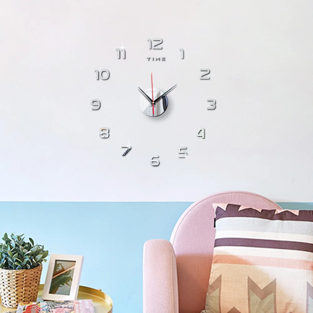 Светящиеся Настенные 3d-часы зеркальные наклейки на стену креативные самодельные