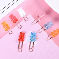 6 clear crystal bookmark paper clip cute cartoon animal book marker kawaii bookmark of pages kids gifts school korean stationery