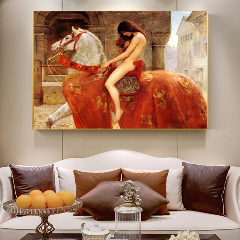 

Lady Godiva by John Collie Canvas Painting Nude Woman Posters and Prints Scandinavian Wall Art Picture for living Room Decor