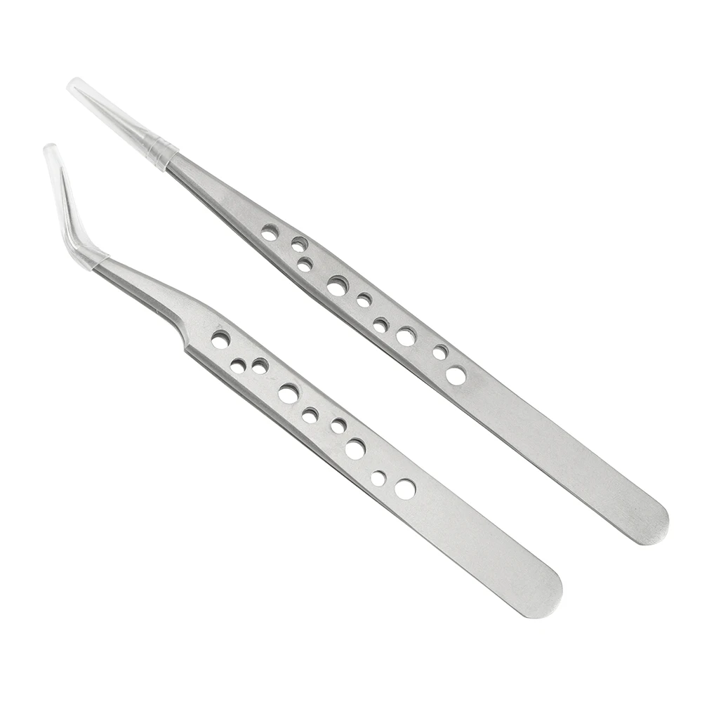 

DIYWORK Precision Picking Plier Anti-static for Nail Rhinestone Decorations Stainless Steel Curved Straight Tip Tweezers