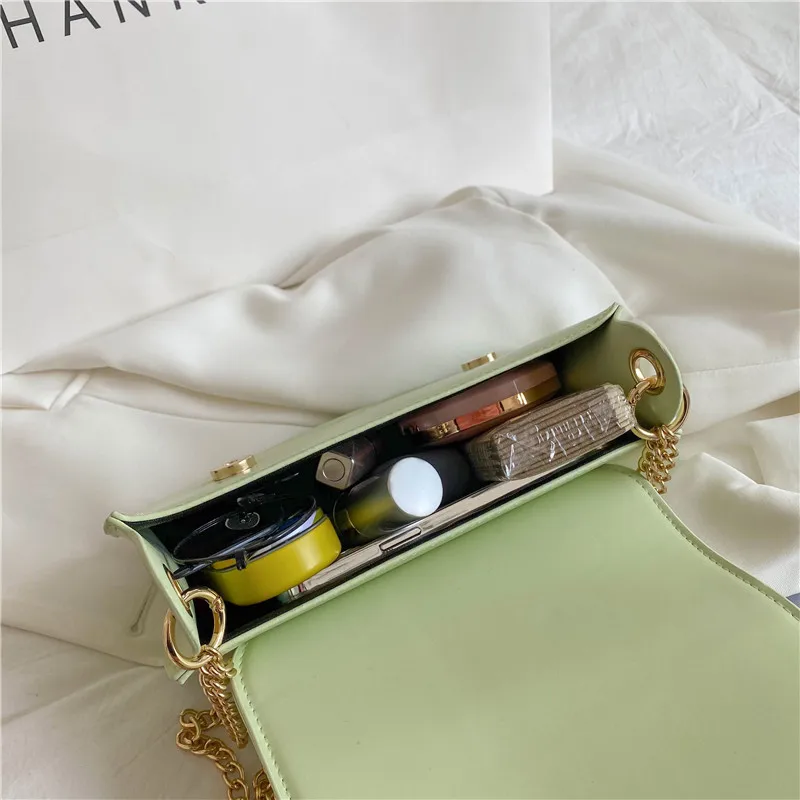 

Pure Color Square Shoulder Bags for Women 2021 New Simple Chain Messenger Bag Ladies Pu Leather Crossbody Bags Vintage Handbags