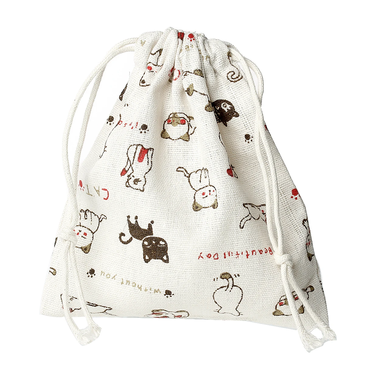 Doreen коробка хлопковая льняная одежда ювелирные сумки для хранения Drawstring Бежевый