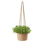 Плетеная корзина для хранения садовых растений, простой и элегантный домашний декор, прочный подвесной кашпо, тканый комнатный и уличный цветочный горшок