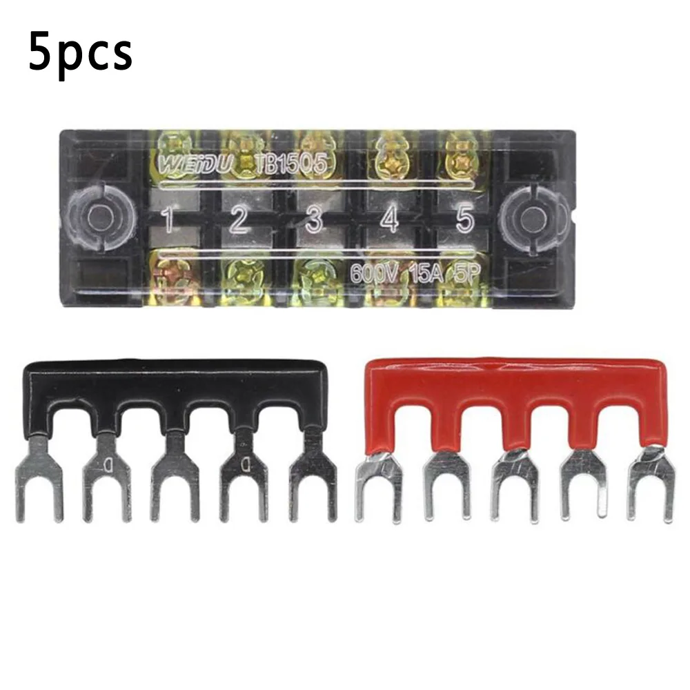 

5 Pcs 600V 15A Dual Row 5 Position Screw Terminal Electric Barrier Strip/ Block