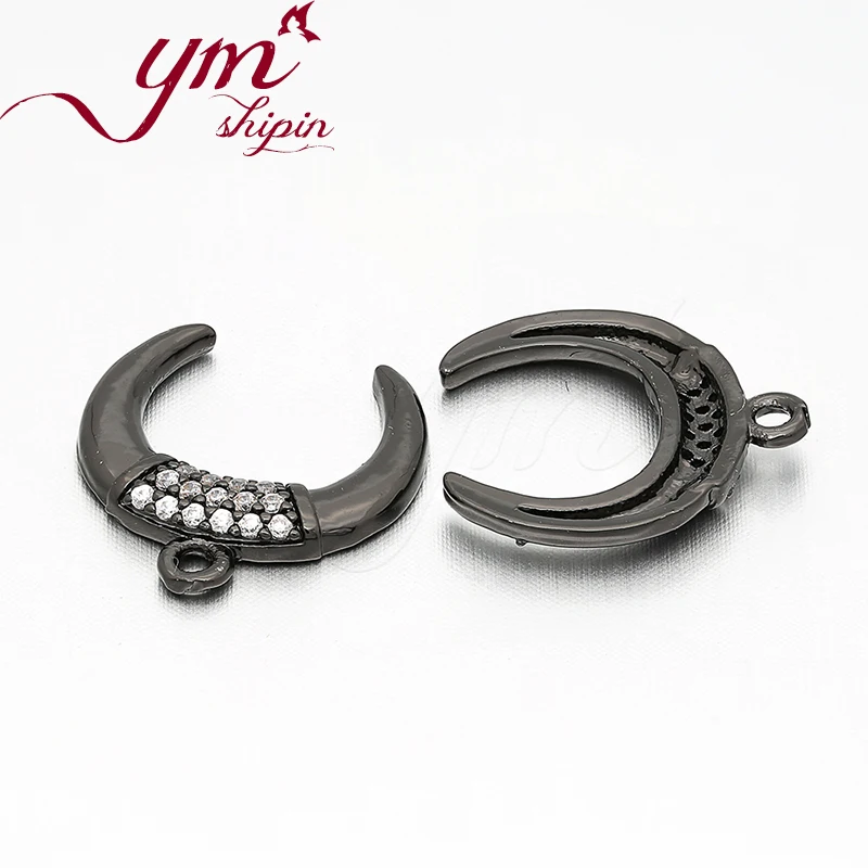 Соединитель в форме Луны из фианита 14 мм * 15 мм|Ювелирная фурнитура и компоненты| |