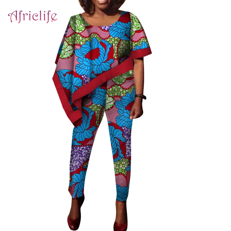 Летний Африканский костюм для женщин стандартный топ и брюки-карандаш женская