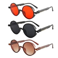steampunk uv400 sunglasses for men women retro vintage round frame colorful lenses glasses punk fashion anti blue light glasses