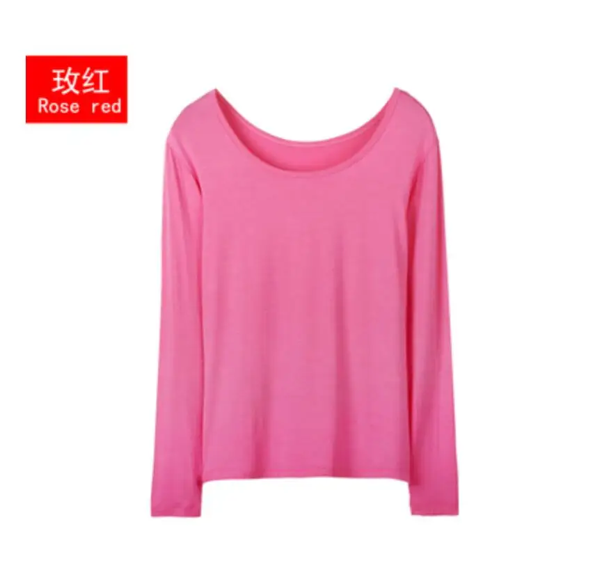 

Women's Modal Black Base Shirt Long Sleeve Round neck slim fit all-match solid color