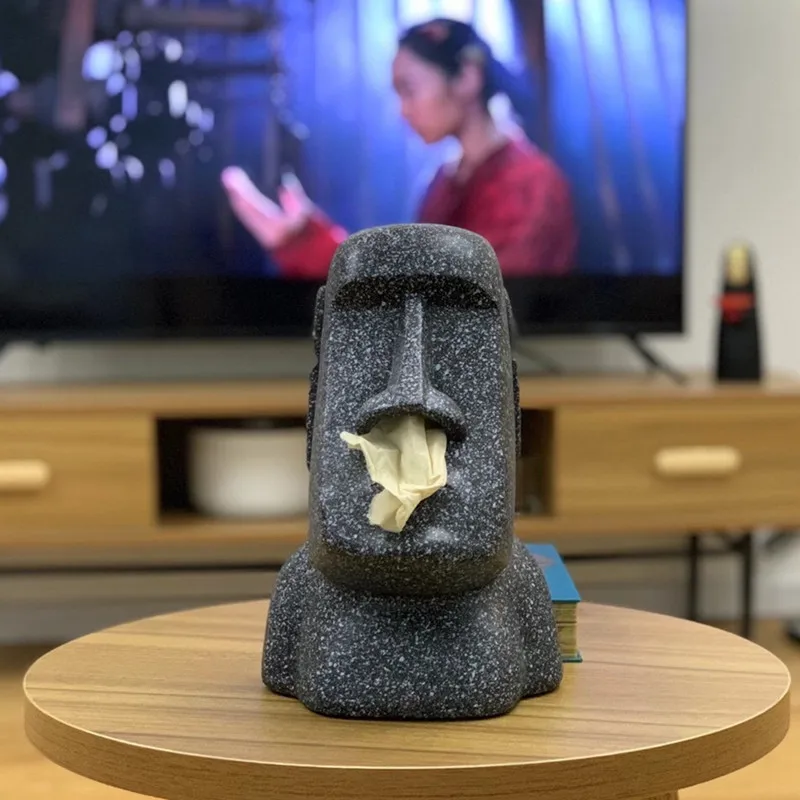 

Бумажная коробка для полотенец, квадратная форма Moai, остров восстановления, каменная фигурка, коробка для салфеток, украшение стола, полоте...