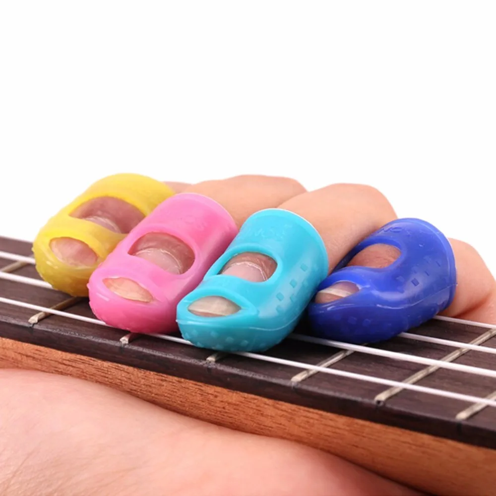 

Silicone Fingertip Protector Fingerstall Guitar String Finger Guard Left Hand Against The Press Sore Finger Ballad Guitar S/M/L