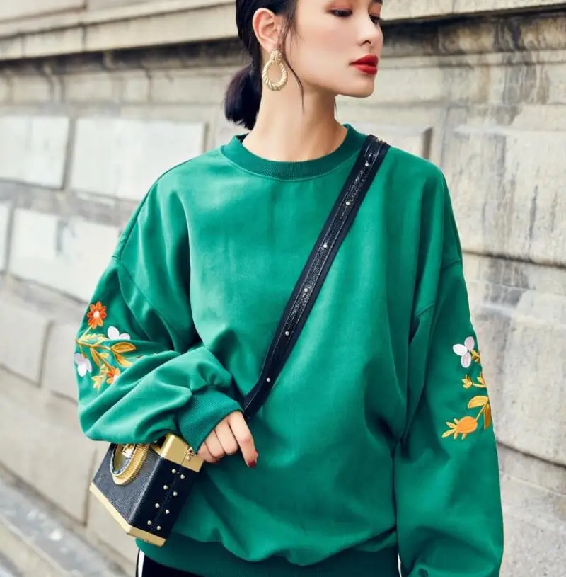 Женский свободный джемпер с круглым вырезом и рукавом летучая мышь|Женские