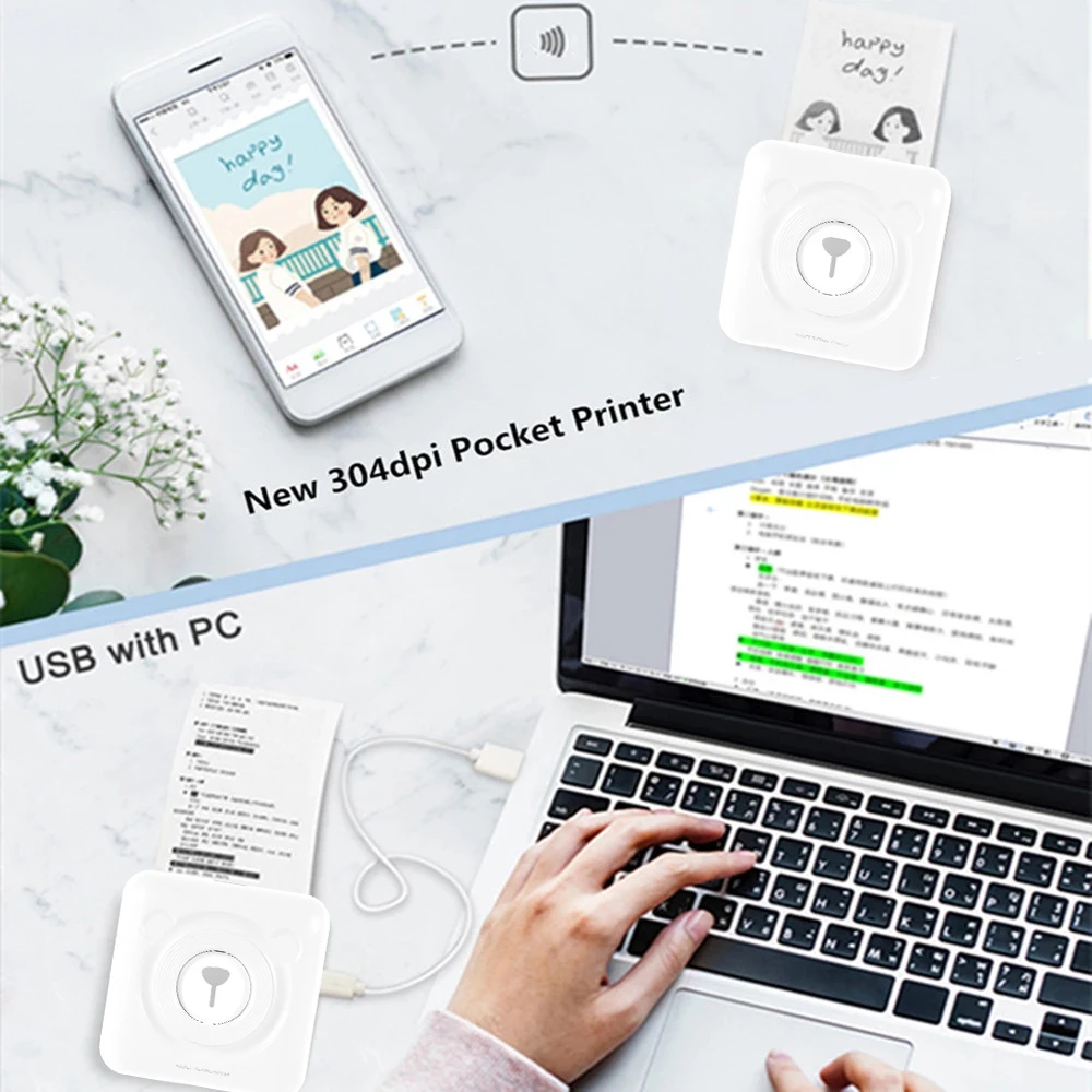 Миниатюрный портативный термопринтер карманный Термопринтер для фотографий 58