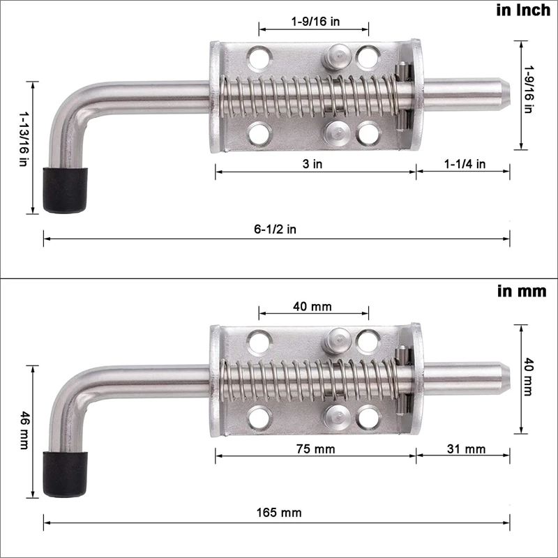 304 Stainless Steel 6.5inch Spring Pin Latch Lock Assembly for Doors Cabinets and Utility Trailer Gate - Heavy Duty Promotion |