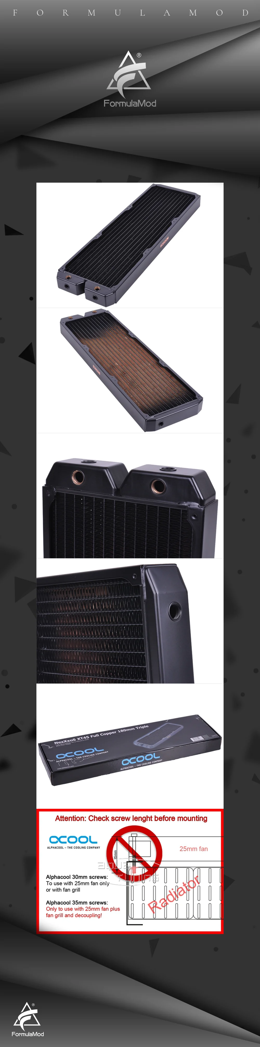 Холодный ряд медный радиатор Alphacool NexXxoS XT45 3*180 мм/540