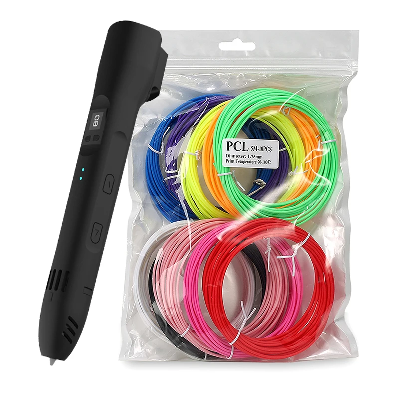 

3D Pen PCL PLA Dual Mode LCD Display Adjustable Temperature 8 Speed Regulation Come With 10 Colors 50 Meters Filament