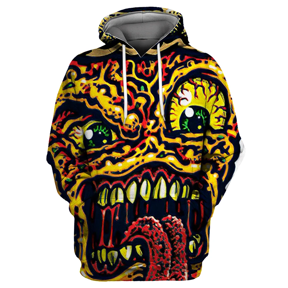 

New Mens Hip Hop Hoodies 3D Halloween Skull Printing Loose Black Sweatshirts S To 3xL 8 Patterns