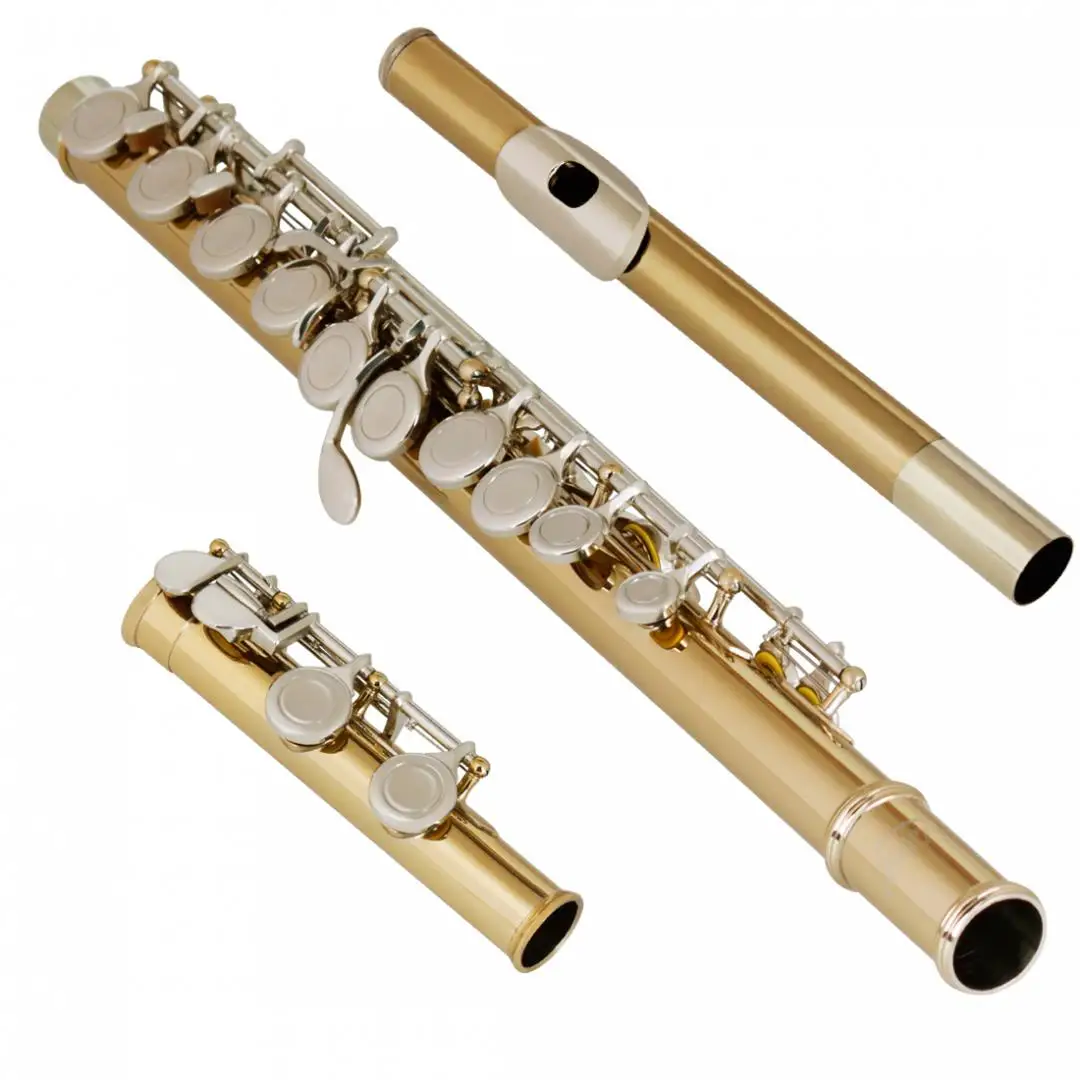 Золотые 16 отверстий C Ключ флейта из мельхиора тела серебряные ключи с сумкой для