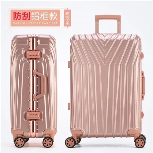 Aluminum frame KLQDZMS 2" 22" 24'2" 29 дюймов ABS+ PC чемодан на колёсиках Молния и алюминиевая рама тележка Дорожный чемодан для поездки - Цвет: Aluminum frame