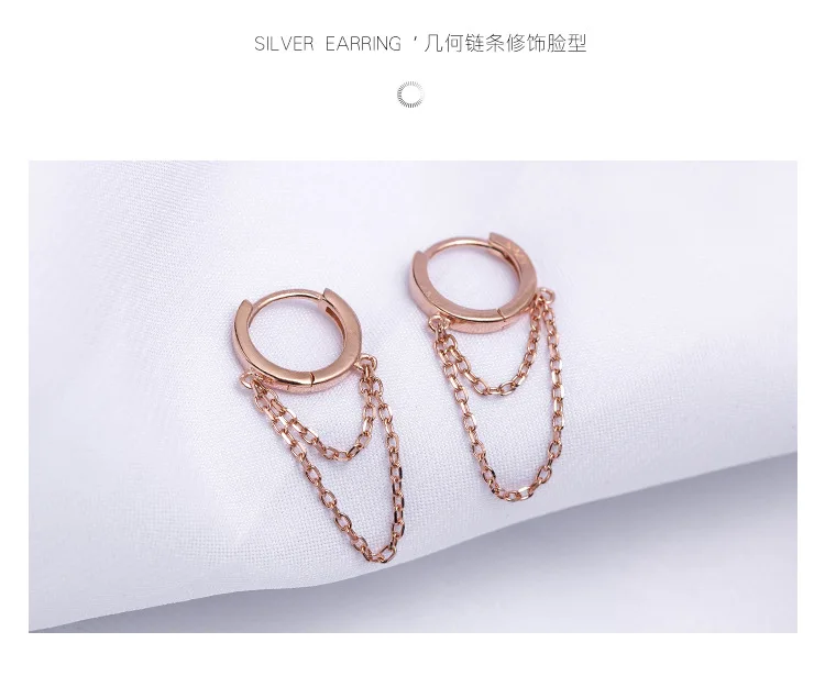 Серьги из стерлингового серебра 925 пробы, модное кольцо-цепочка, Несимметричное кольцо для ушей, Короткие серьги-капли, милые трендовые ювелирные изделия для девушек и женщин