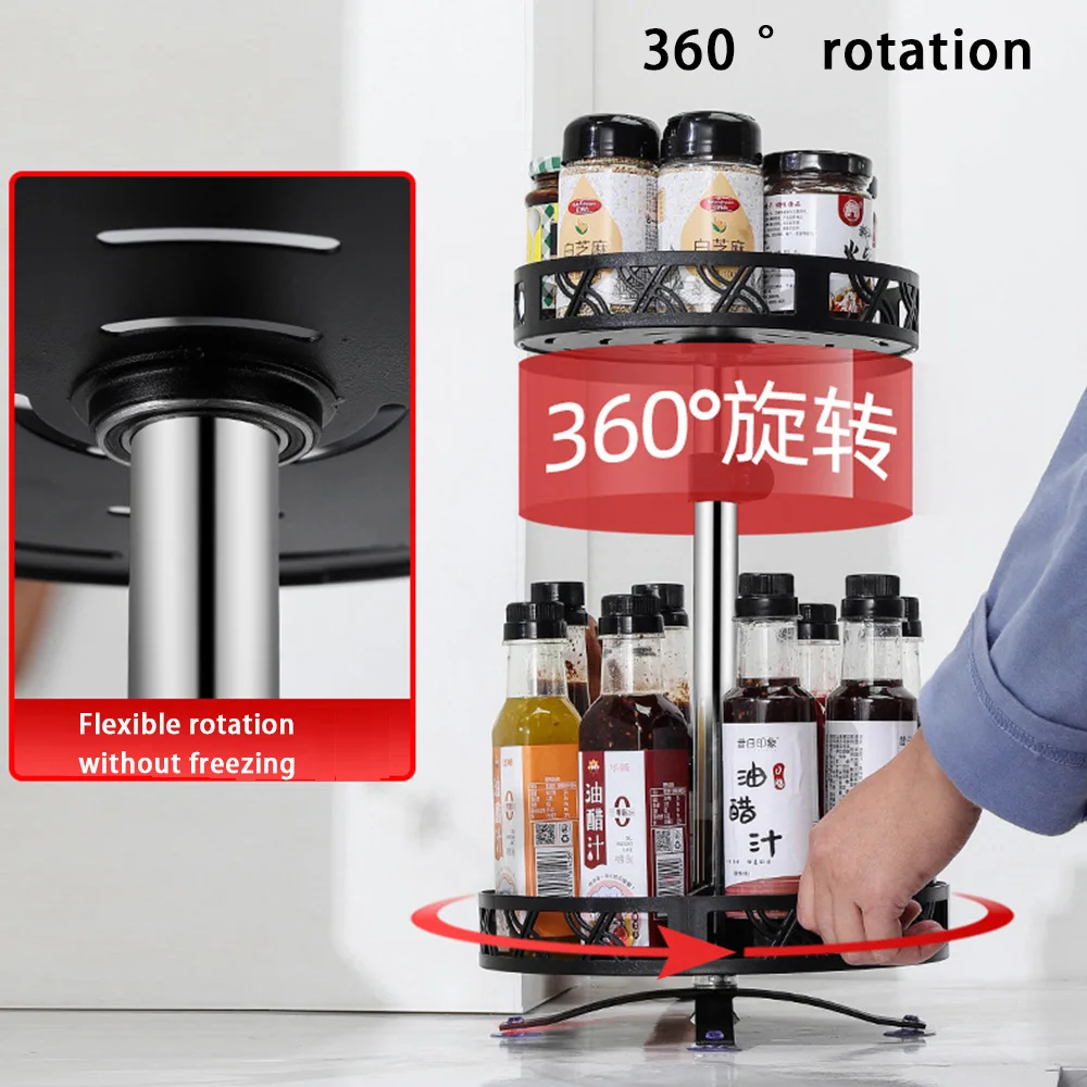 lazy susan organizer height adjustable spinning cabinet round turntable large spice rack for pantry kitchen countertop free global shipping