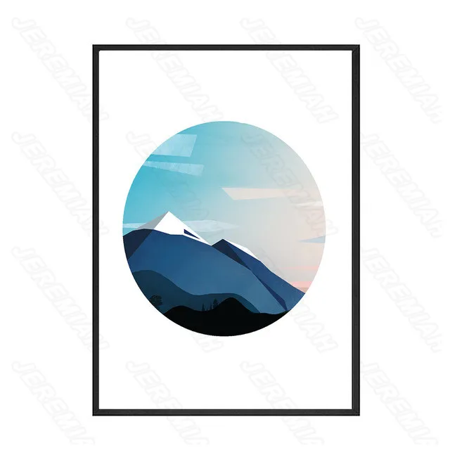 

Blue Cartoon Mountain Poster Nordic Style Waterproof Ink Canvas Print Painting Modern Living Room Bedroom Decoration