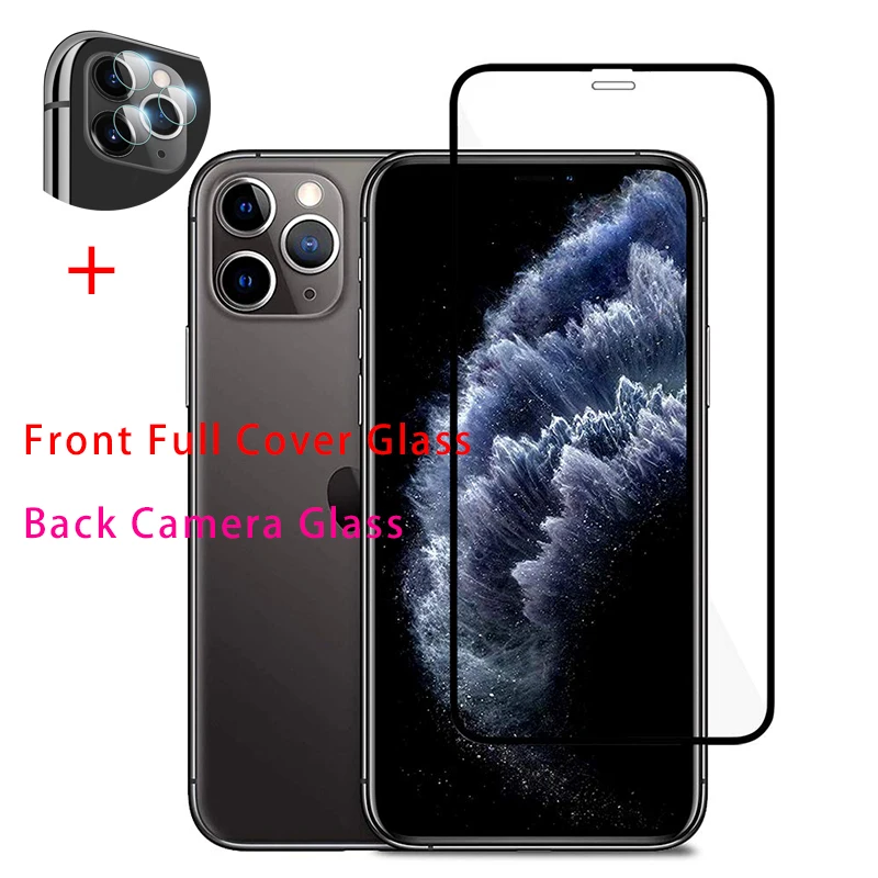 2 в 1 Защитное стекло для iPhone 11 Pro X XR XS Max 9D закаленное стекло+ объектив для камеры Защита экрана для iPhone 7 8 6 6S Plus