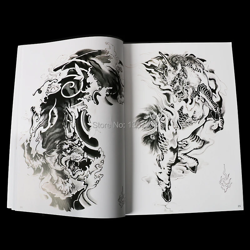 Книга для татуировок 2018 с традиционным рисунком дракона тигра кальмара Алмазный