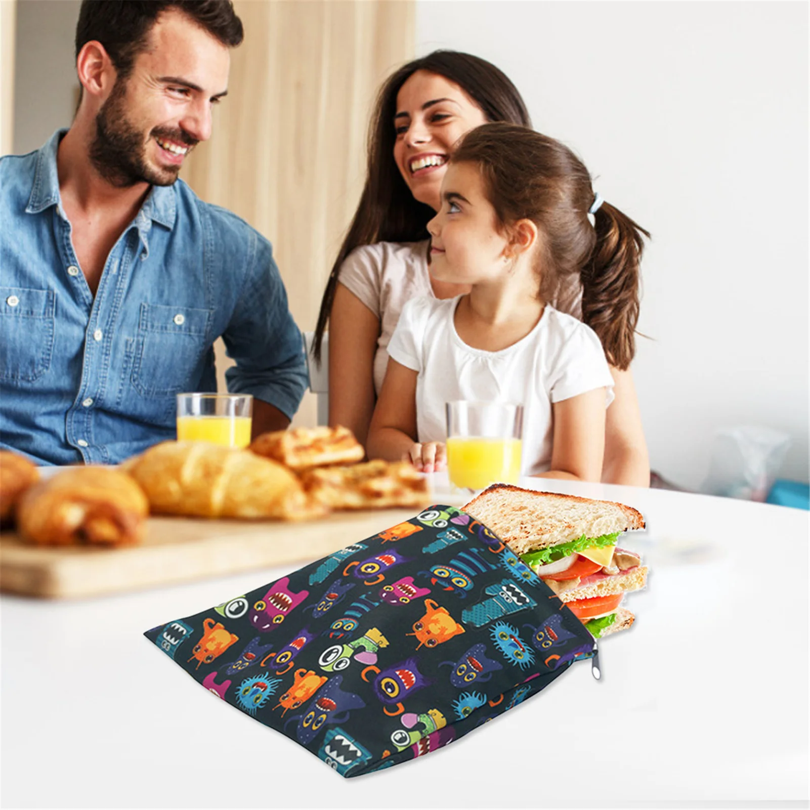 

3pcs/set Reusable Food Storage Bags Leakproof Freezer Bag Reusable Sandwich Bags Snack Bag Lunch Bread Bag For Food Storage New