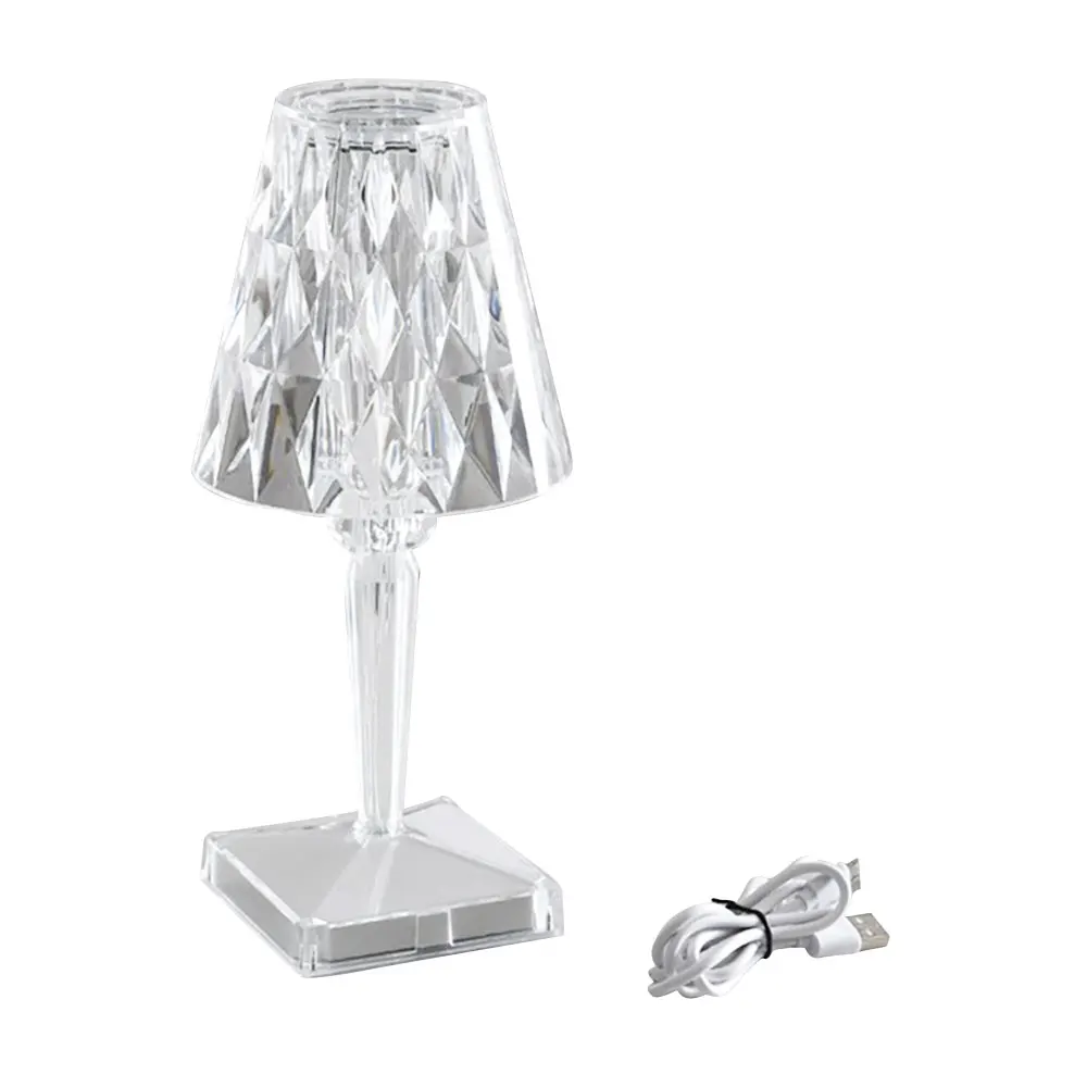 

Crystal Diamond Table Lamp Ambient Light Restaurant Dimming Bedside Light Style 2 Colours
