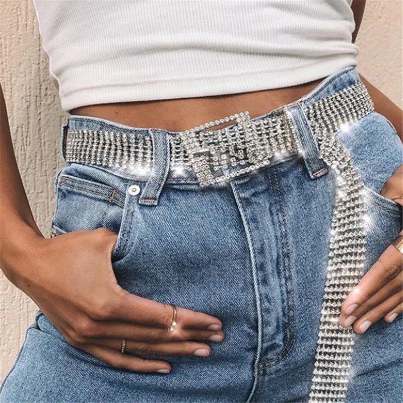 120 см блестящие Женские поясные ремни модные сексуальные цепочки полностью со