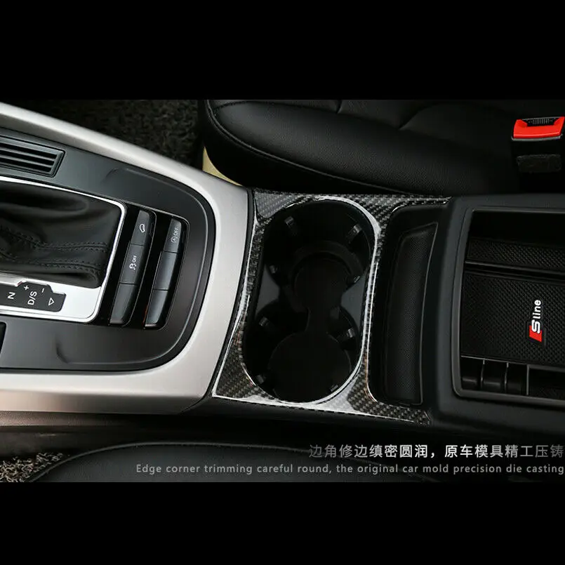 

FOR AUDI Q5 09-16 CARBON FIBER CAR WATER CUP HOLDER COVER FRAME TRIM STICKER