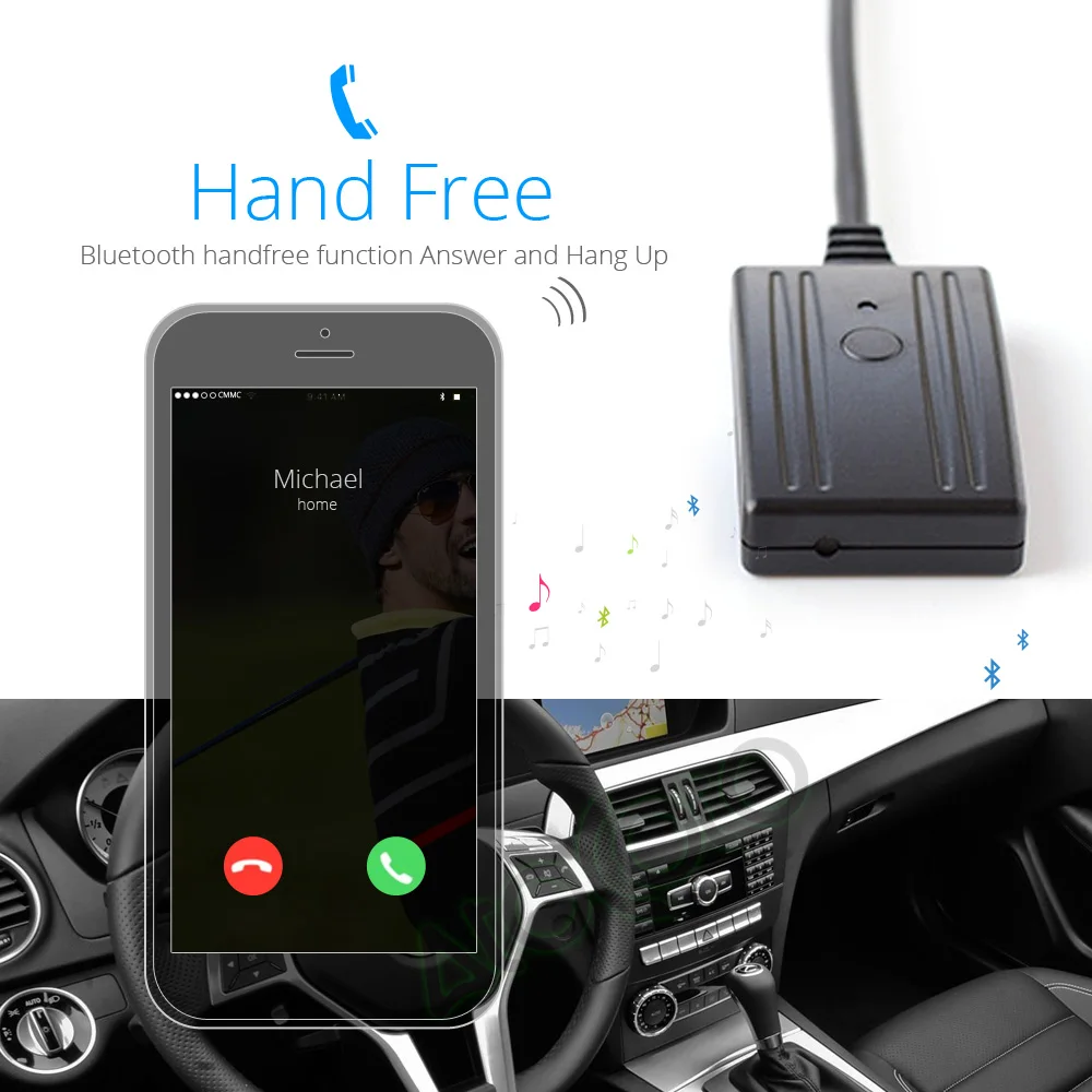 Bluetooth 5.0 Car Kit Phone Call Handsfree AUX Adapter for Mercedes Benz W212 S212 W205 MMI Media Interface Receiver MIC Input | Автомобили
