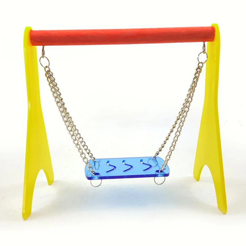 

Swing Chicken Toy With Hanging Chain Stainless Steel Baby Chick Perch Cage Training Stand Holder For Bird Parrot Hens Macaw