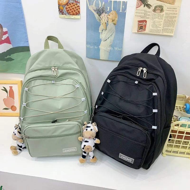 

Fashion Women Backpack Korean School bag Solid Color Ladies Backpacks Canvas School Bag For Girls Large School Backpacks