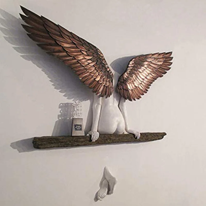 

Angel Wing Statue Sculpture Home Decor 3D Wall Art Statue for Living Room Bedroom Decoration Angel Wings Modern Art Sculpture