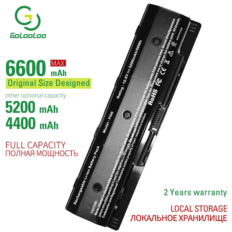 

Golooloo 6 CELLS New Black 6Cells HSTNN-UB4N 710416-001 New Laptop Batteries For HP Pavilion14 Pavilion 15 Batteries PI06 PI09