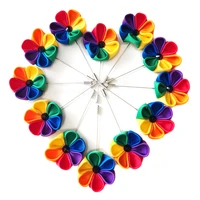 lgbt pride brooch gay lesbian wedding corsage badge with rainbow flower handmade manual pride march pin 12 pieces in 1