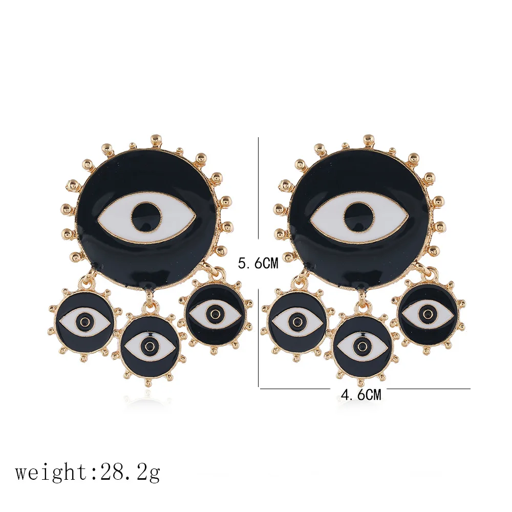 

Fashion Turkish Evil Eye Tassel Dangle Earrings Women Jewelry Alloy Drip Oil Enamel Long Female Earring Punk Gothic Brinco Black
