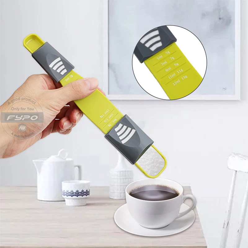 Fypo Eight Stalls Adjustable Kitchen Scale Measuring Spoons Measure cup Double End Metering Spoon baking tool Gadgets | Дом и сад