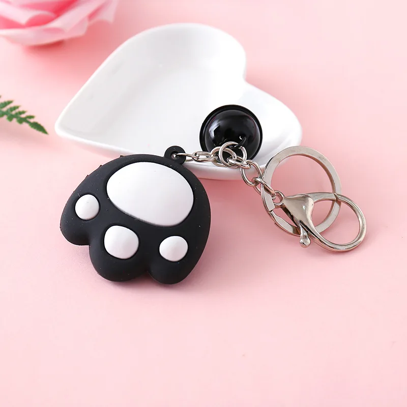 

1Pcs Keychain Creative Cute Dog Cat Paw 3D Cartoon Animal Soft Silicone Car Accessories Handbag Decor Jewelry Gift Key Ring 2020