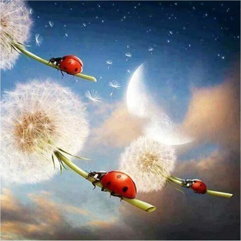 Полноформатная/круглая алмазная живопись ландшафт божья коровка украшение для