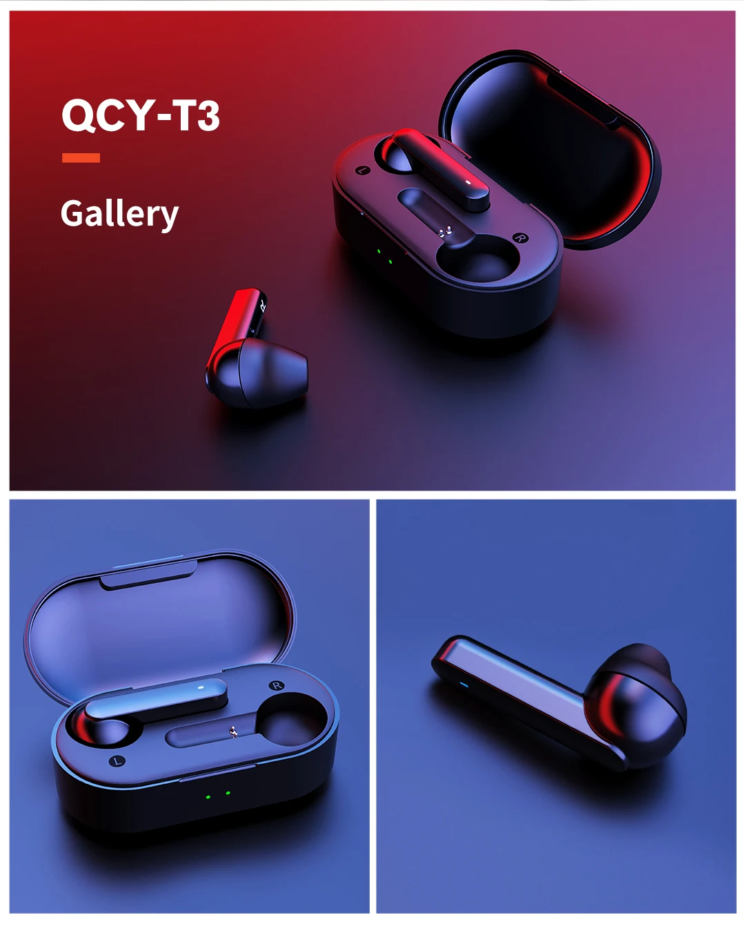 T3 TWS сенсорные беспроводные наушники Bluetooth V5.0 3D стерео наушники с двойным микрофоном и шумоподавлением