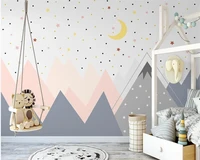 beibehang customized nordic hand painted geometric mountain modern childrens room starry sky background wallpaper