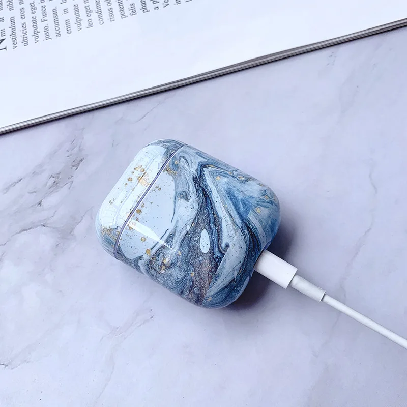 Чехол для оригинального Apple Airpods чехол мраморный милый чехол для Apple Airpods 12 чехол Аксессуары для наушников Air Pods Чехол Коробка Coque