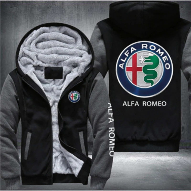 

New ALFA ROMEO Winter zipper for sweatshirt Tops men Warm Thickening coat Hoodies jackets Colors