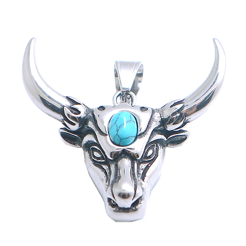 Классический винтажный кулон в виде головы вола из нержавеющей стали 316L |