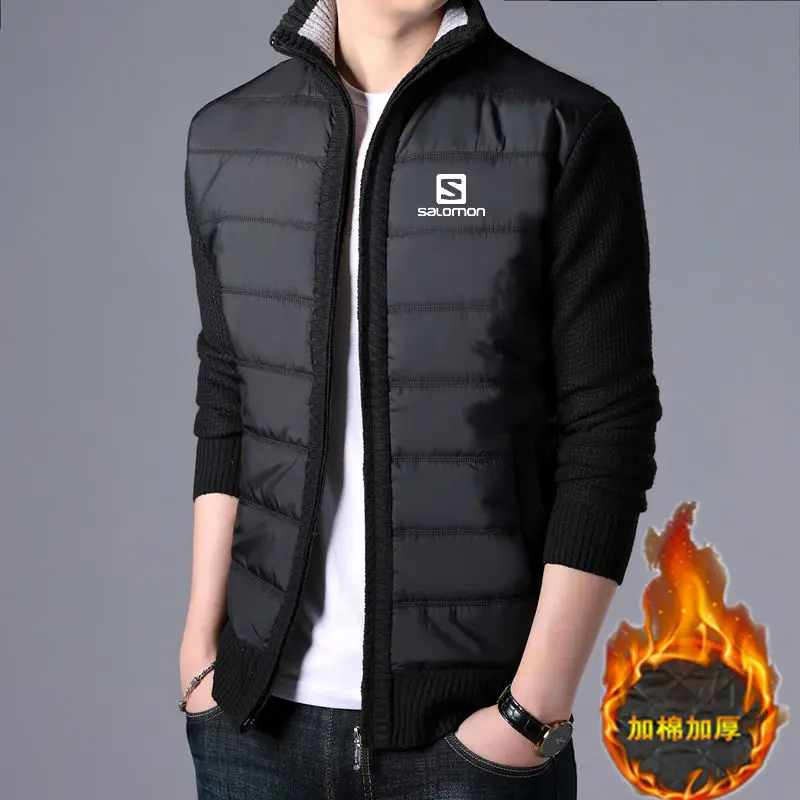 2019 новый мужской осенний сшитый свитер кардиган Повседневный трикотажные