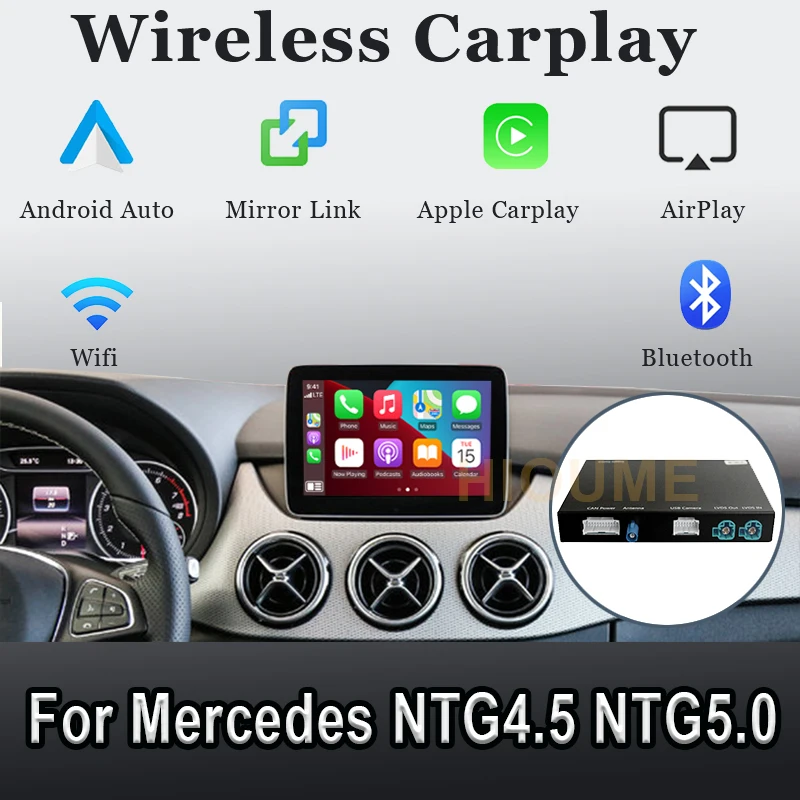 

Беспроводной Carplay и Andorid авто для Mercedes Benz C-Class W205 GLC 2015-2018 с навигацией AirPlay Mirror Link